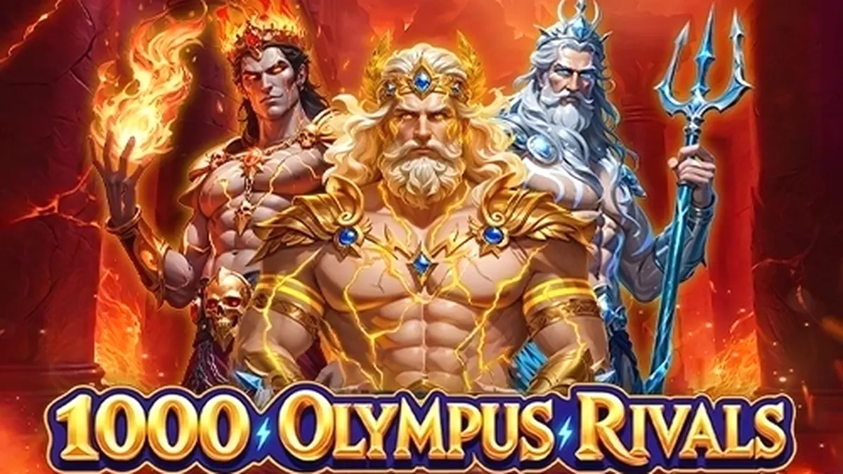 Tampilan visual slot 1000 Olympus Rivals dengan tema mitologi Yunani