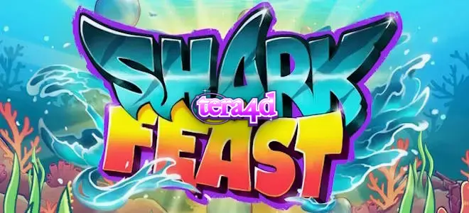Tampilan visual cerah dan penuh warna dari permainan slot Shark Feast dengan tema bawah laut.